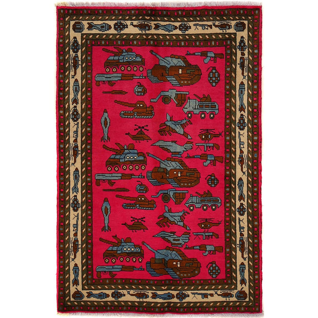 Authentic Afghan War Area Rug 3' 3" x 5' 0" - No. AL23451