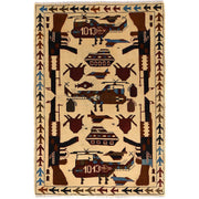 Handmade Afghan War Area Rug 3' 4" x 4' 11" - No. AL87671