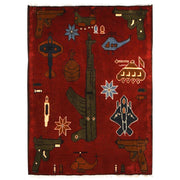 Red Color War Rug 2' 2" x 2' 11" - No. AL31293