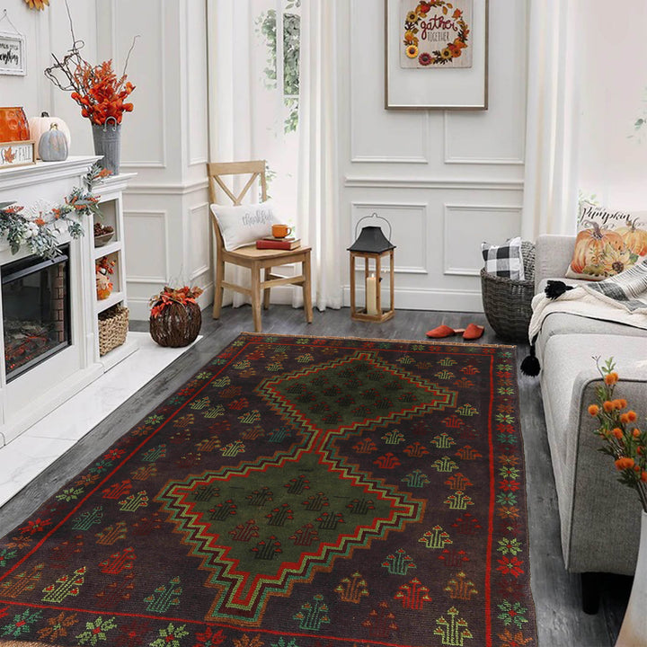 Afghan Baluchi Rug 4' 5" x 5' 10" Hand-Knotted texture