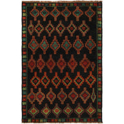 Black Color Baluchi Rug 4' 3" x 6' 8" - No. AL26443