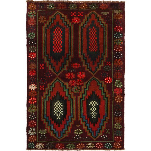 Brown Color Baluchi Rug 4' 1" x 6' 4" - No. AL67227