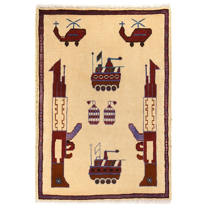 Handmade Afghan War Area Rug 2' 1" x 2' 11" - No. AL92473