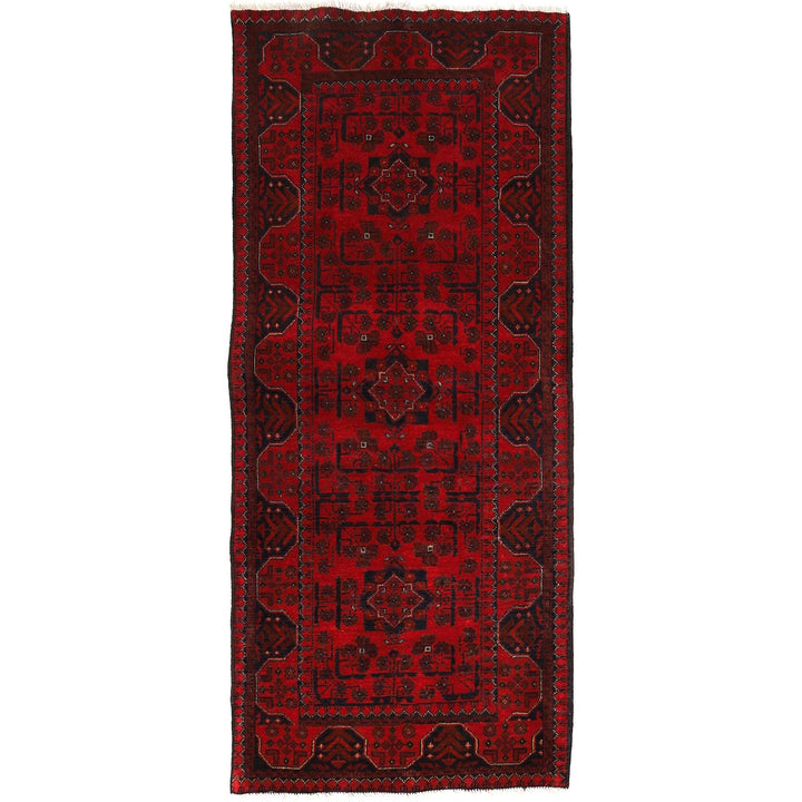 Red Color Afghan Area Runner Rug 2' 8" x 6' 4" - No. AL74624