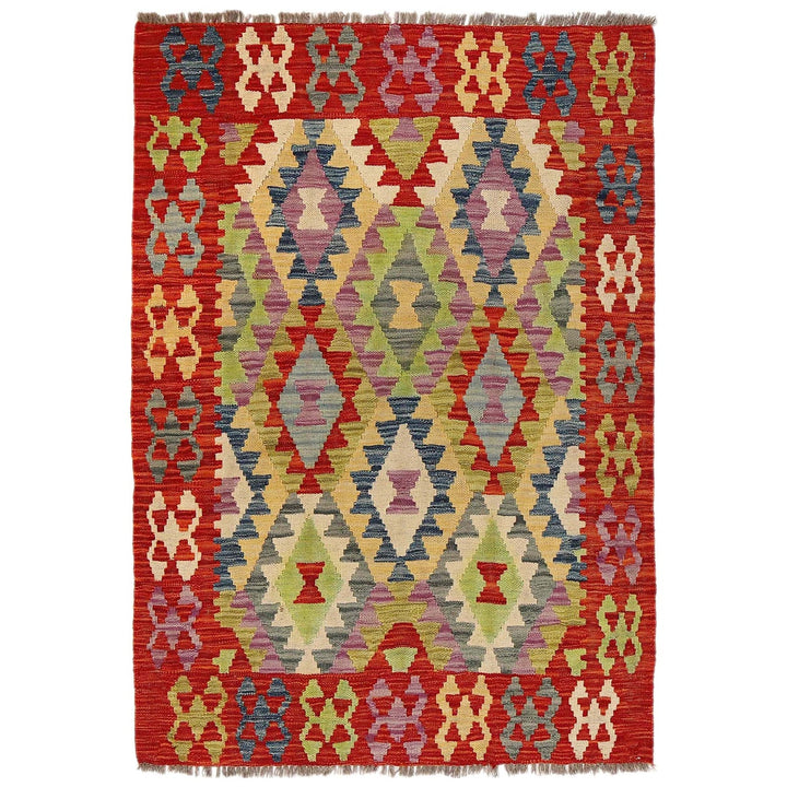 Hand Knotted Afghan Style Kilim 3' 3" x 4' 9" - No. AL72093