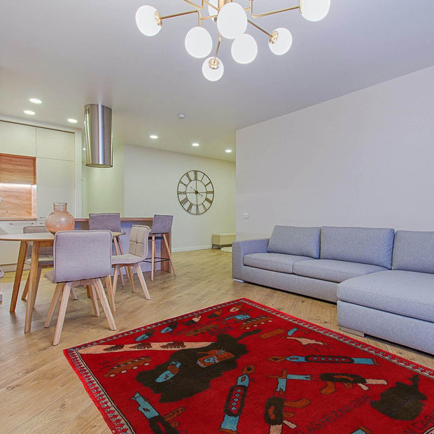 Hand-Knotted Afghan War Carpet 2' 9" x 3' 10" - No. AL62773