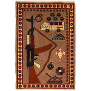 Handcrafted Afghan War Rug 2' 1" x 2' 11" - No. AL19018