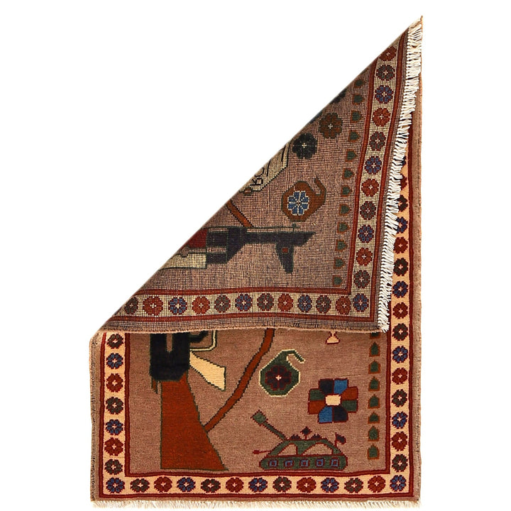 Handcrafted Afghan War Rug 2' 1" x 2' 11" - No. AL19018
