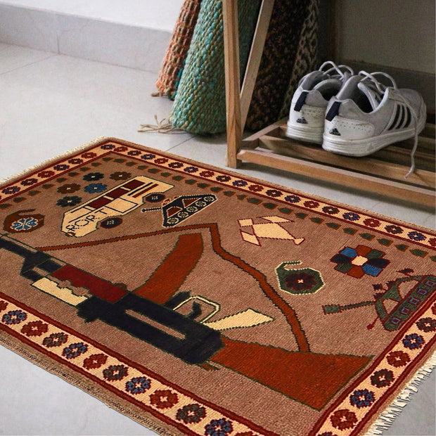 Handcrafted Afghan War Rug 2' 1" x 2' 11" - No. AL19018