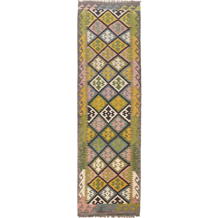 Handmade Turkish Design Wool Kilim Runner 2' 7" x 9' 6" - No. AL88772