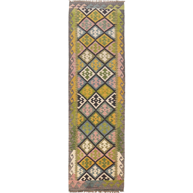 Handmade Turkish Design Wool Kilim Runner 2' 7" x 9' 6" - No. AL88772