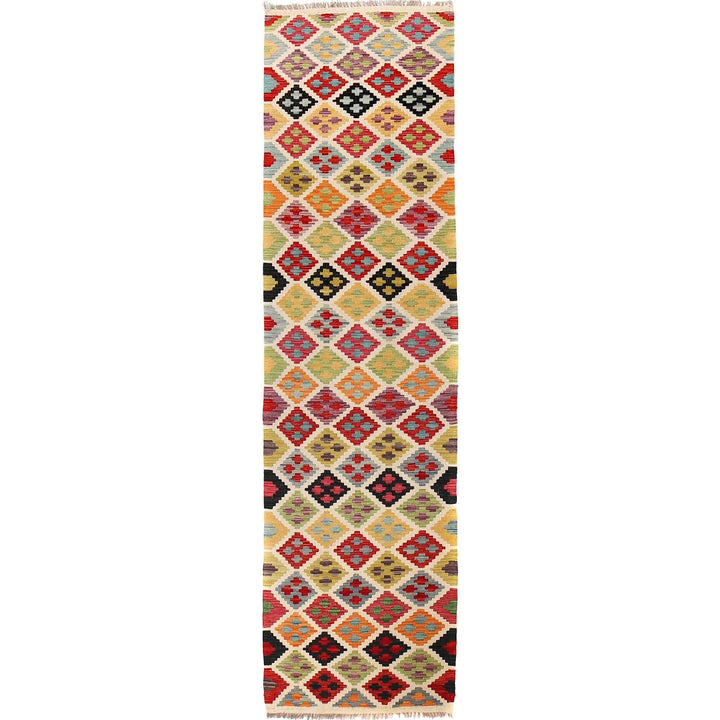Handmade Turkish Design Wool Kilim Runner 2' 6" x 9' 11" - No. AL92700