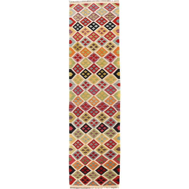 Handmade Turkish Design Wool Kilim Runner 2' 6" x 9' 11" - No. AL92700