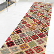 Colorful Flat-Weave Wool Kilim Runner 2' 9" x 9' 7" - No. AL83286