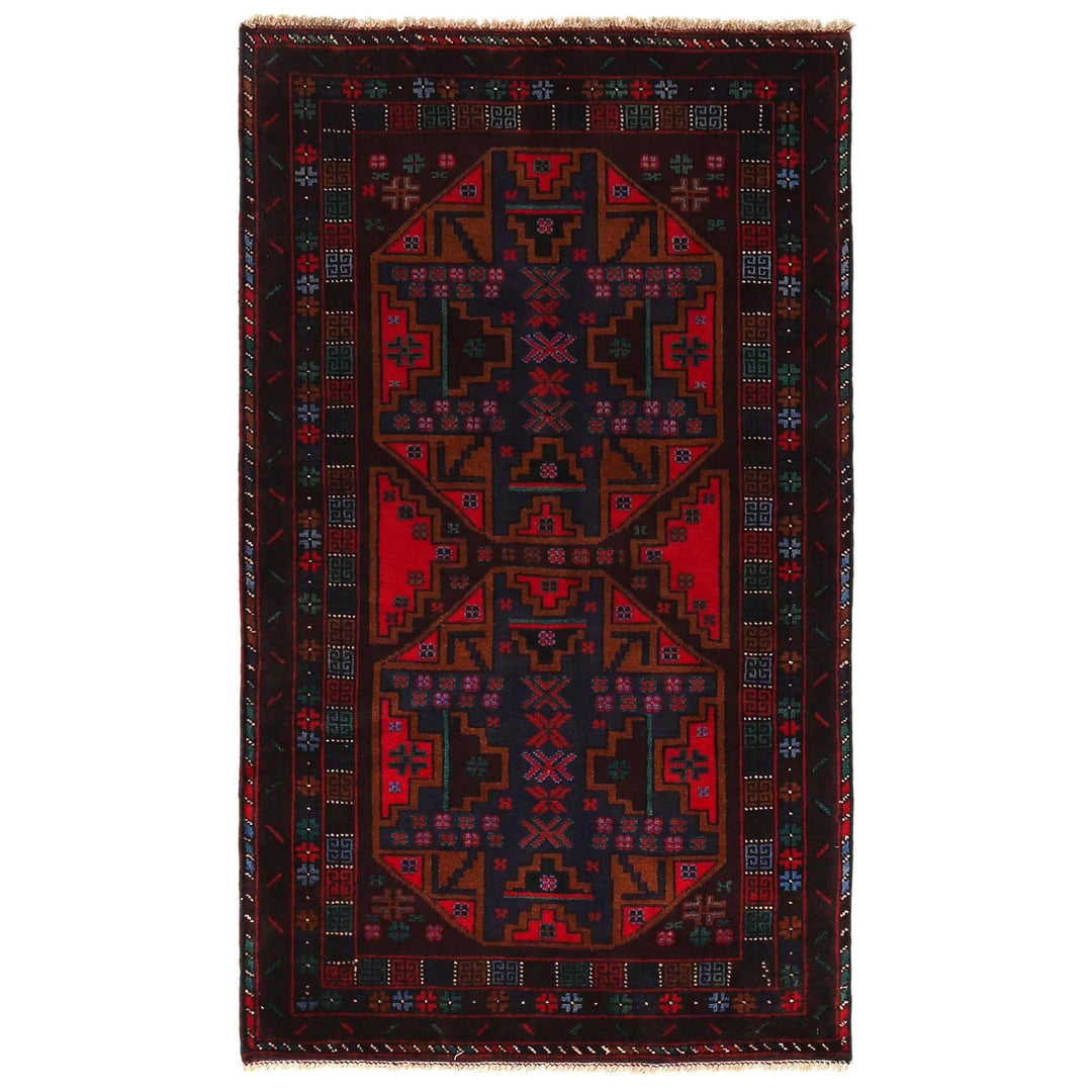 Afghan Baluchi Rug 3' 1" x 5' 1" Hand-Knotted