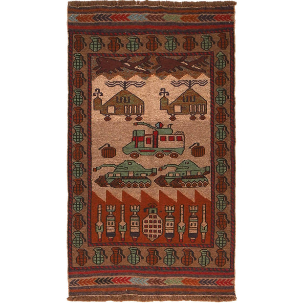 Hand-Knotted Afghan War Kilim 2' 7" x 4' 5" - No. AL24808