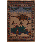 Handmade Afghan War Area Kilim 3' 0" x 4' 4" - No. AL28762