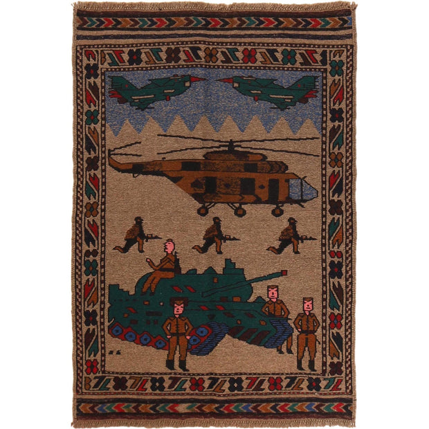 Handmade Afghan War Area Kilim 3' 0" x 4' 4" - No. AL28762