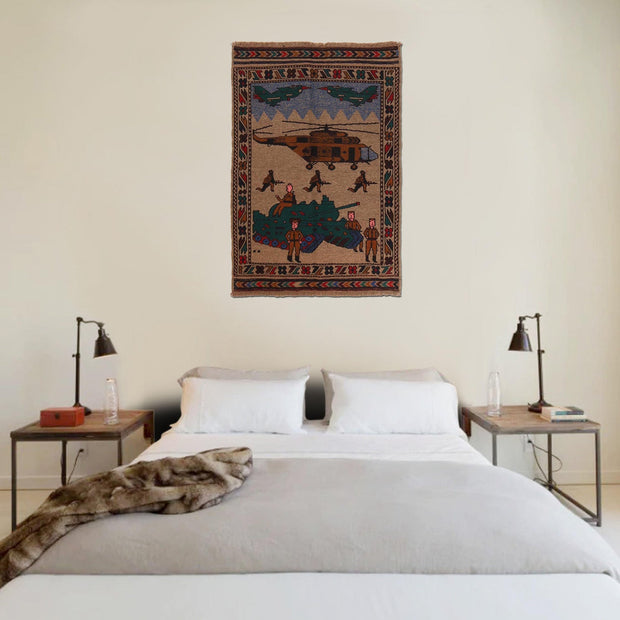 Handmade Afghan War Area Kilim 3' 0" x 4' 4" - No. AL28762