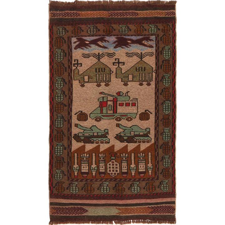Handcrafted Afghan War Kilim 2' 8" x 4' 9" - No. AL71236