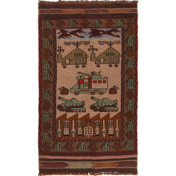 Handcrafted Afghan War Kilim 2' 8" x 4' 9" - No. AL71236