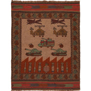Authentic Afghan War Area Kilim 3' 5" x 4' 5" - No. AL51277