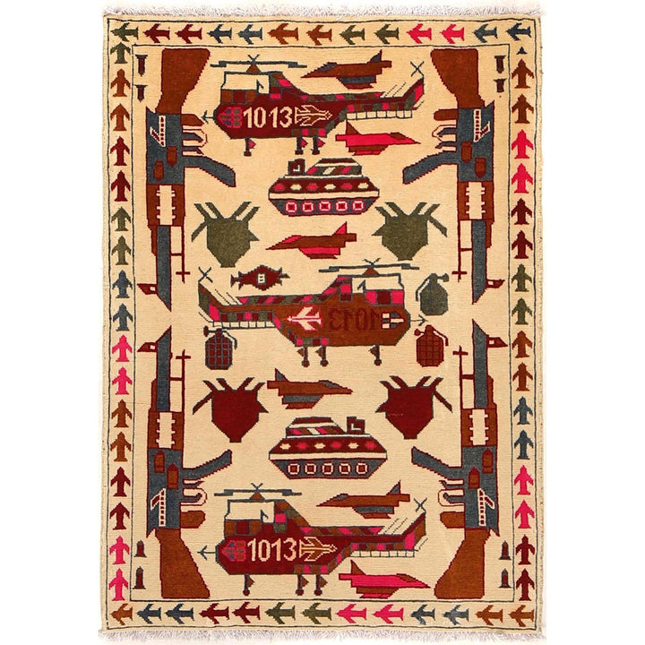 Ivory Color War Rug 2' 9" x 3' 11" - No. AL76552