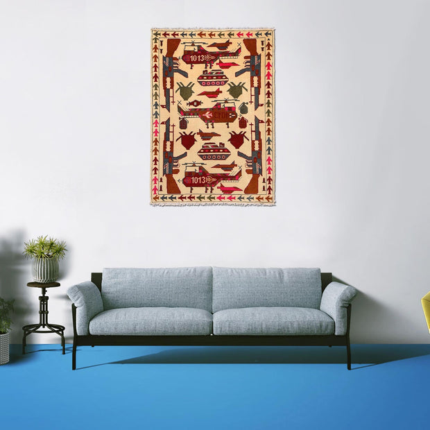 Ivory Color War Rug 2' 9" x 3' 11" - No. AL76552