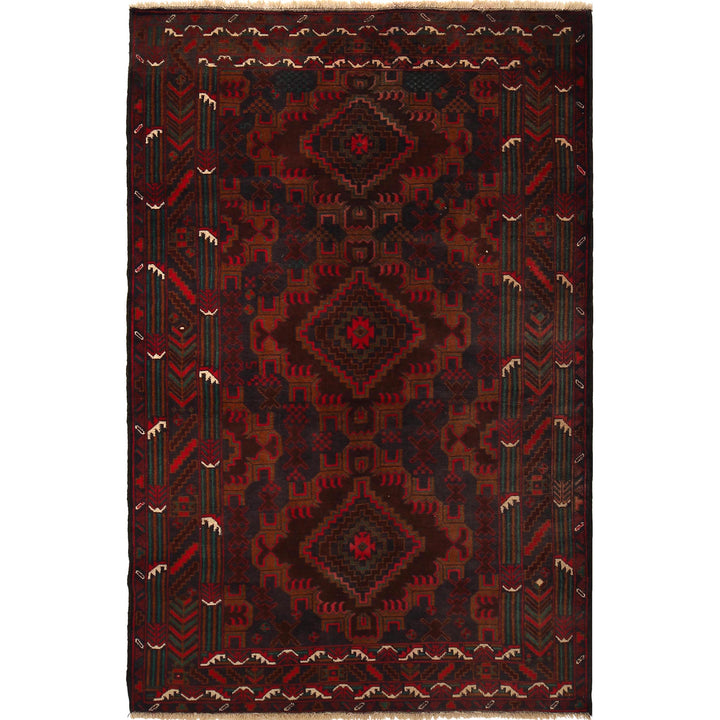 Afghan Baluchi Rug 4' 0" x 6' 4" Hand-Knotted