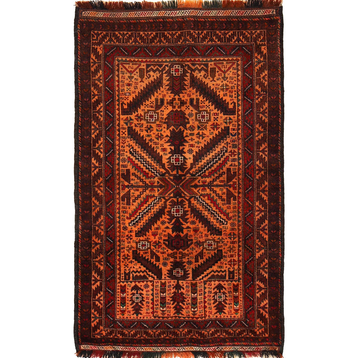 Afghan Baluchi Rug 2' 11" x 5' 1" Hand-Knotted