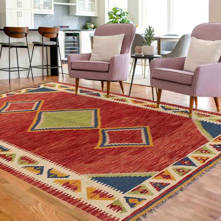 Hand Knotted Afghan Style Kilim 3' 11" x 5' 11" - No. AL58459