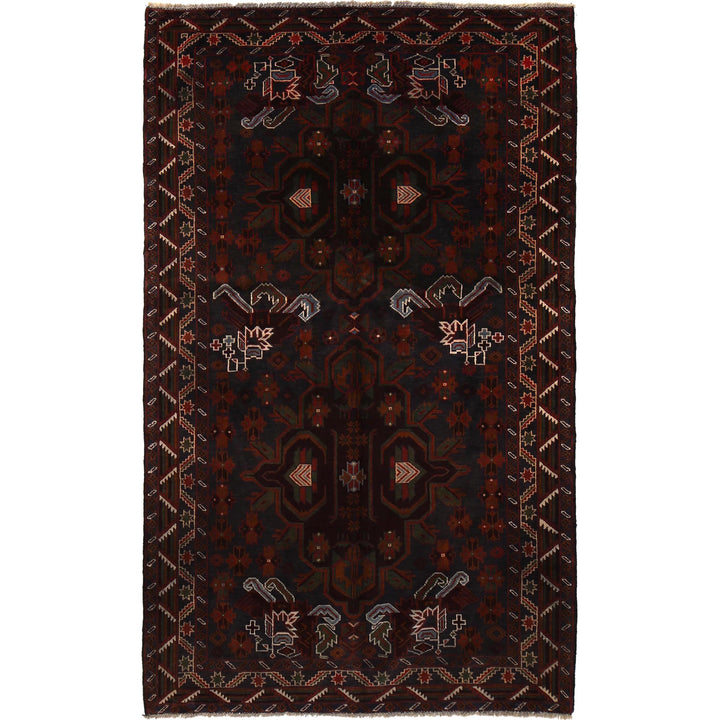 Afghan Baluchi Rug 4' 2" x 7' 1" Hand-Knotted
