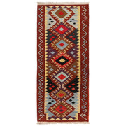 Colorful Flat-Weave Wool Kilim Runner 2' 7" x 6' 5" - No. AL84377