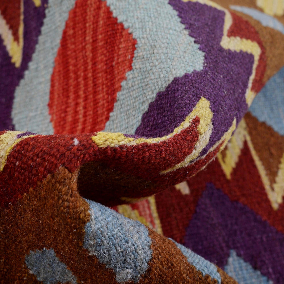 Colorful Flat-Weave Wool Kilim Runner 2' 7" x 6' 5" - No. AL84377