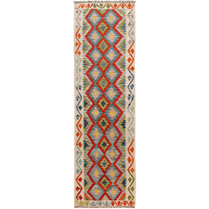 Hand Knotted Afghan Style Kilim Runner 2' 9" x 9' 8" - No. AL93215