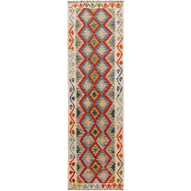 Hand Knotted Afghan Style Kilim Runner 2' 9" x 9' 8" - No. AL93215