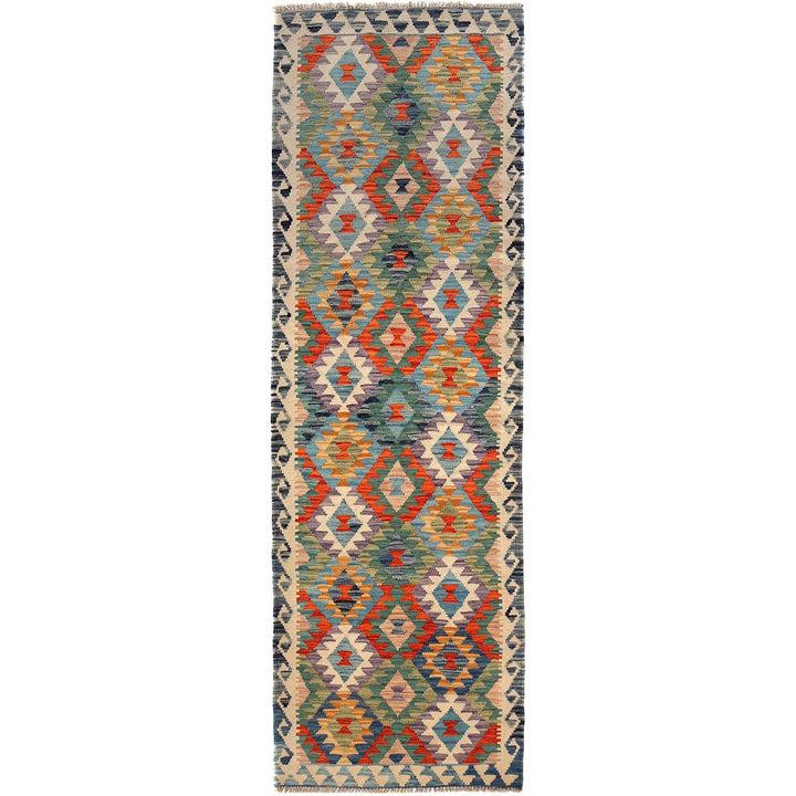 Hand Woven Wool Kelim Runner 2' 10" x 9' 9" - No. AL85640