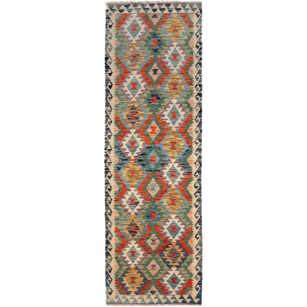 Hand Woven Wool Kelim Runner 2' 10" x 9' 9" - No. AL85640