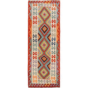 Hand Knotted Afghan Style Kilim Runner 3' 1" x 8' 8" - No. AL38522