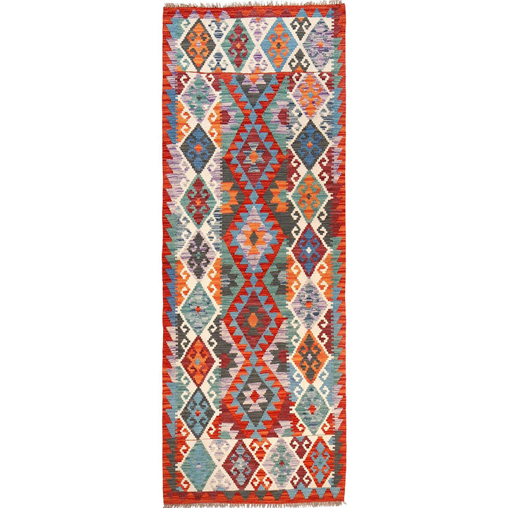 Colorful Flat-Weave Wool Kilim Runner 2' 9" x 8' 0" - No. AL17961