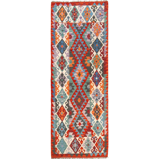 Colorful Flat-Weave Wool Kilim Runner 2' 9" x 8' 0" - No. AL17961