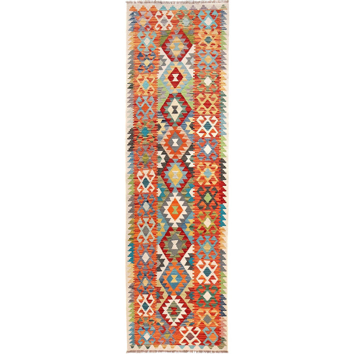 Hand Knotted Afghan Style Kilim Runner 2' 8" x 9' 8" - No. AL72320
