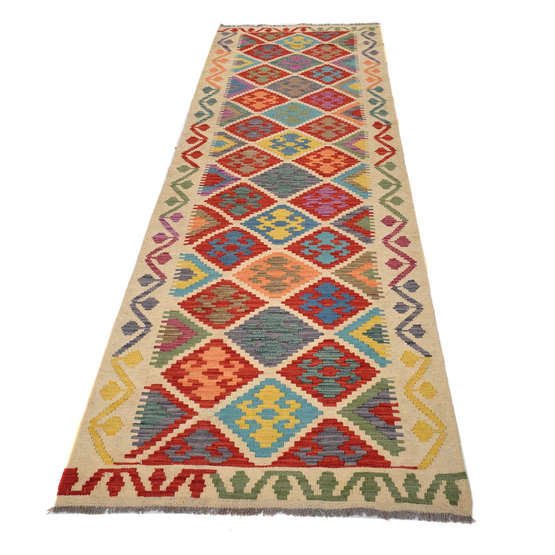 Hand Woven Wool Kelim Runner 2' 10" x 10' 5" - No. AL64408