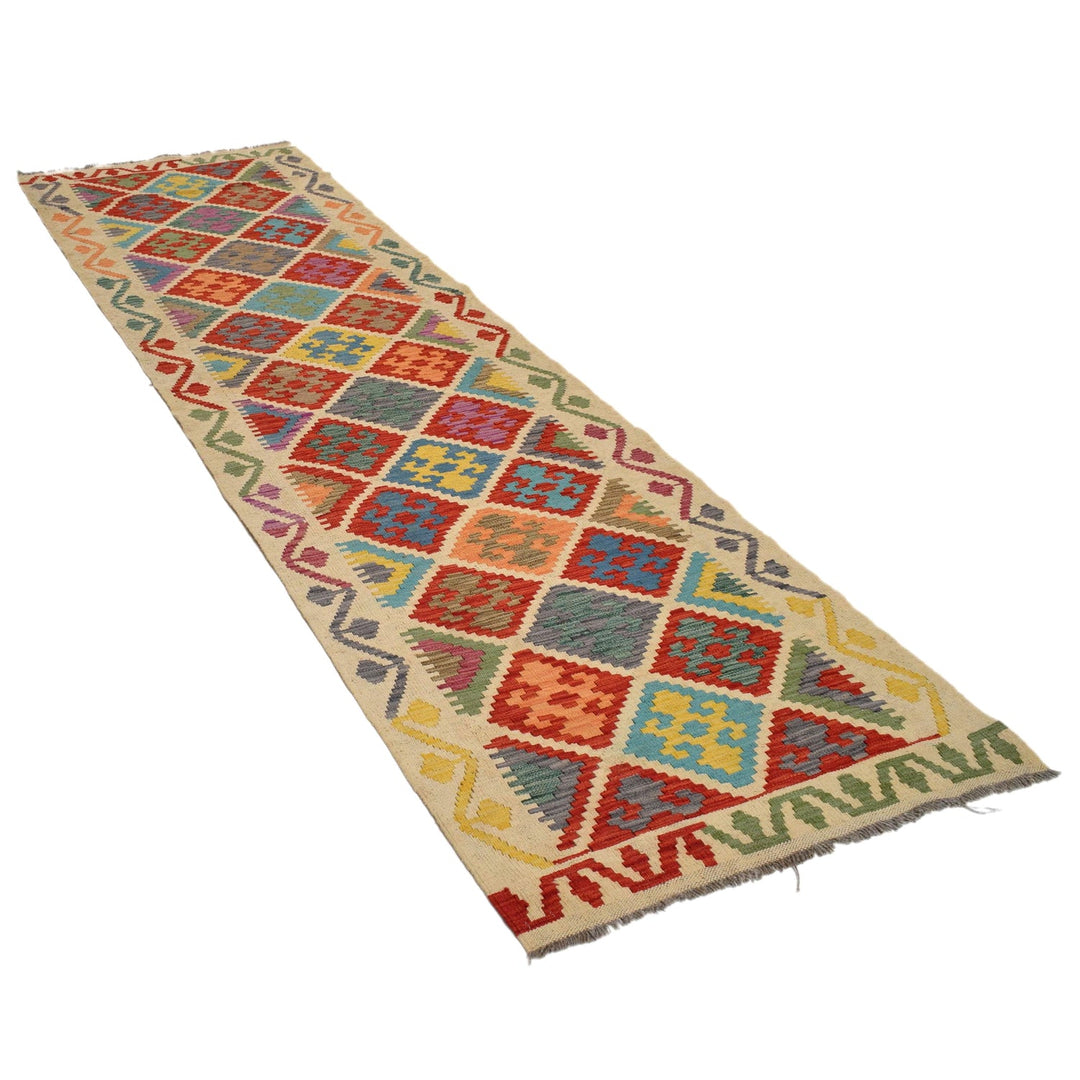 Hand Woven Wool Kelim Runner 2' 10" x 10' 5" - No. AL64408