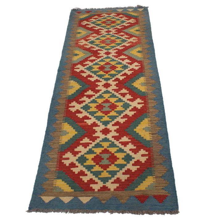 Colorful Flat-Weave Wool Kilim Runner 2' 2"x 6' 7" - No. AL58047