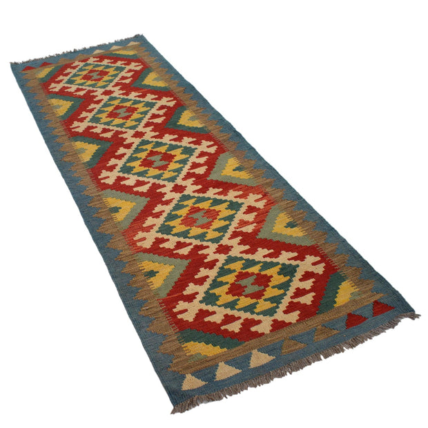 Colorful Flat-Weave Wool Kilim Runner 2' 2"x 6' 7" - No. AL58047