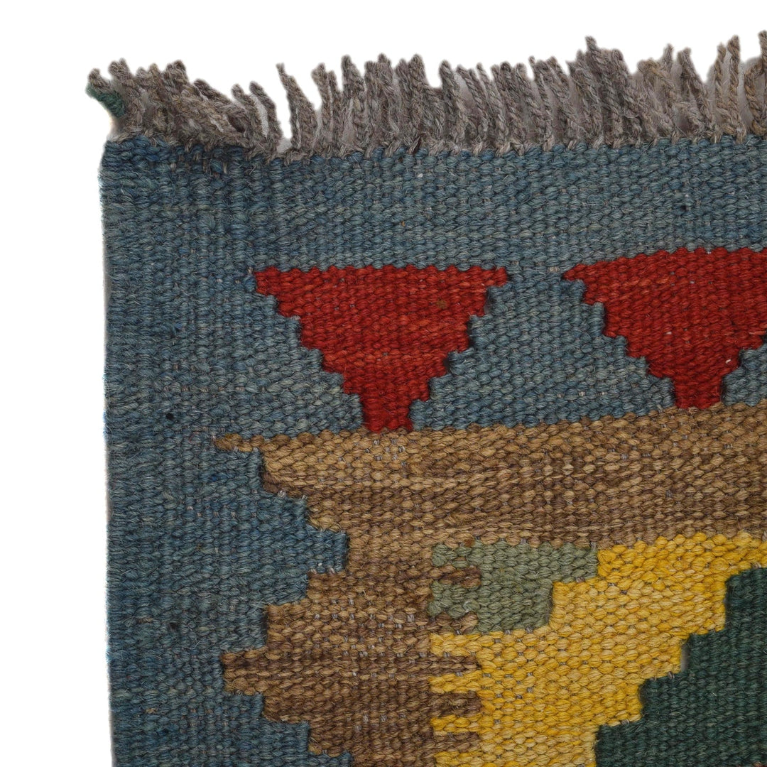 Colorful Flat-Weave Wool Kilim Runner 2' 2"x 6' 7" - No. AL58047