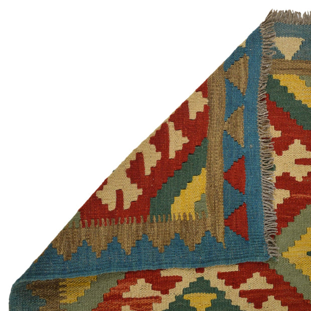 Colorful Flat-Weave Wool Kilim Runner 2' 2"x 6' 7" - No. AL58047