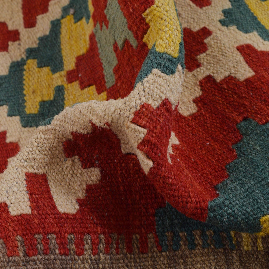 Colorful Flat-Weave Wool Kilim Runner 2' 2"x 6' 7" - No. AL58047