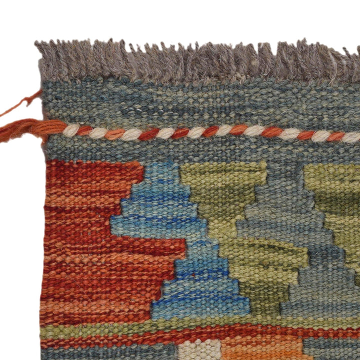 Colorful Flat-Weave Wool Kilim Runner 2' 2"x 6' 5" - No. AL40180